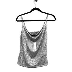 By Anthropologie Metallic Silver Cowlneck Tank Top NWT XS